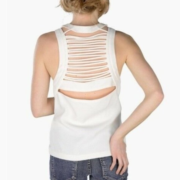 Sz 40 6 IRO Odette White Cutout Back Sleeveless Blouse Tank Top - Picture 1 of 6